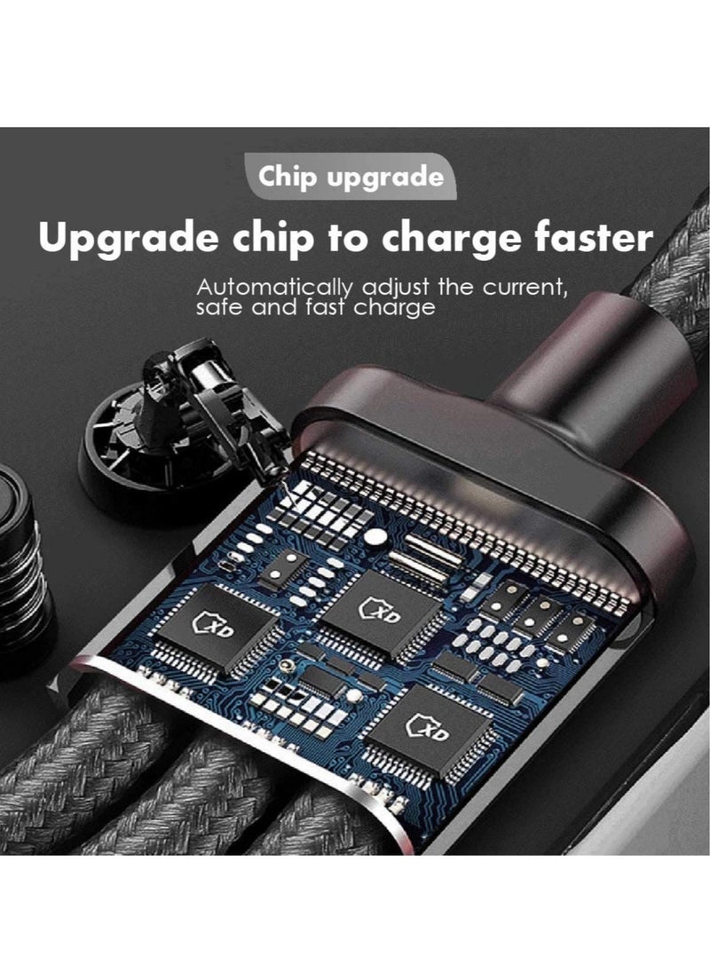 كابل شحن متعدد 4 أقدام 3 في 1 مع كابل USB نوع C متوافق مع Galaxy S10 S9 Plus Note9 Z OnePlus 8T، كابل Micro لجهاز Galaxy S7 Edge S6، Nexus، Xbox، PS4 شواحن USB (أسود) - Image 3