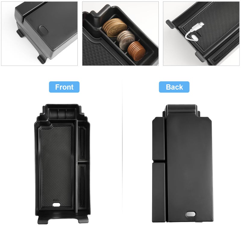 Coleya 2021-2024 2025 Rogue Armrest Organizer for Nissan Rogue (S/SV/SL/Platinum/Rock Creek), Durable ABS Plastic&Rubber 2023 2024 Rogue Center Console Organizer Insert 2025 Rogue Accessories (Black) - Image 3