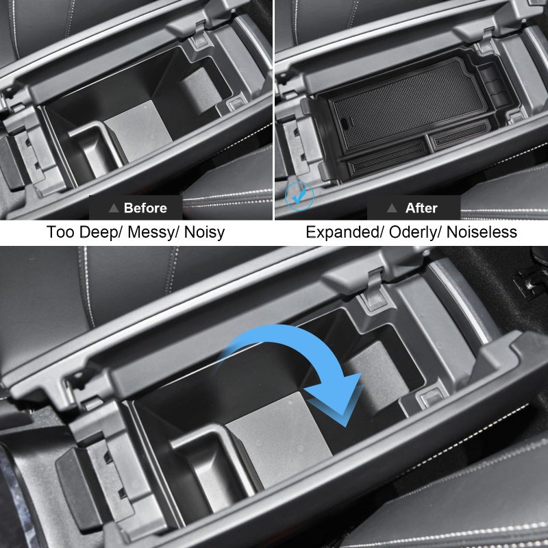 Coleya 2021-2024 2025 Rogue Armrest Organizer for Nissan Rogue (S/SV/SL/Platinum/Rock Creek), Durable ABS Plastic&Rubber 2023 2024 Rogue Center Console Organizer Insert 2025 Rogue Accessories (Black) - Image 5