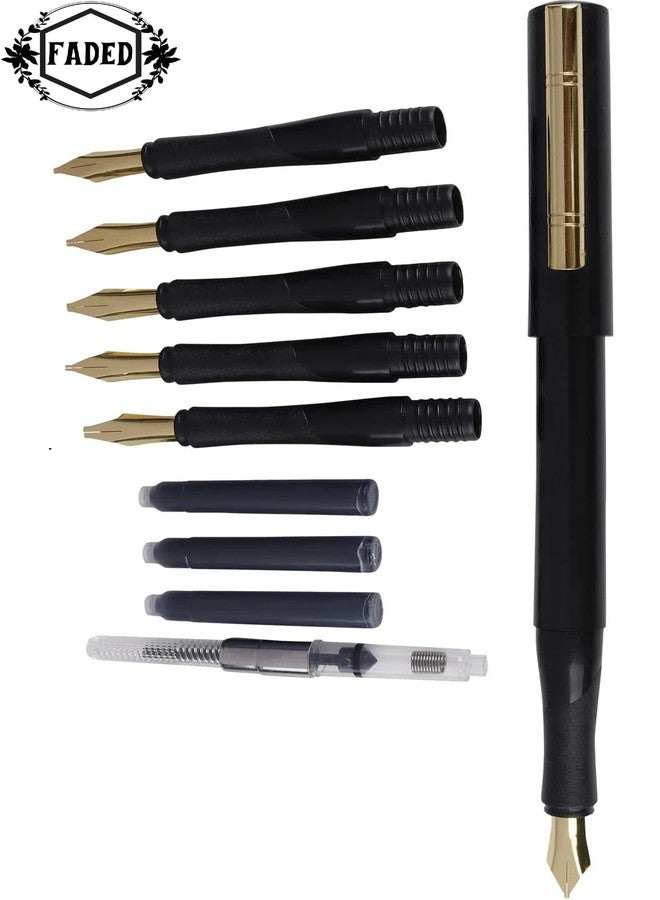 Faded Calligraphy Pen Set 6 Nib Kit with 3 Ink Cartridges, Fountain Pen in Tin Box for Beginners & Professionals, Great for Hand Lettering, Writing & Art, Includes Converter - Image 4