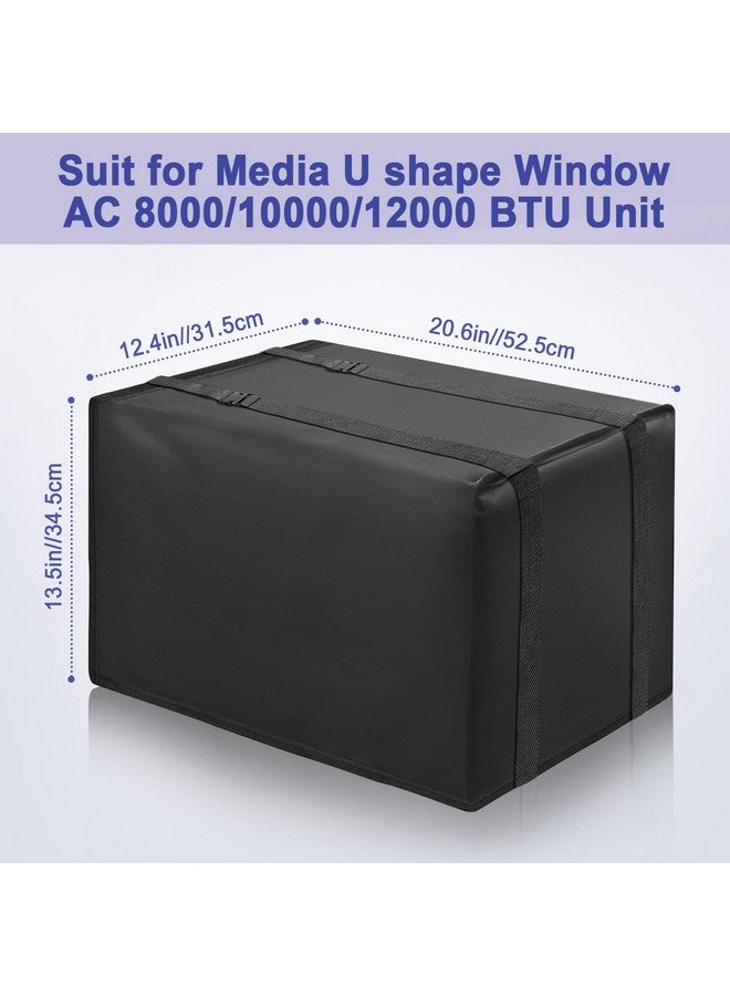 Luxiv 600D U Shaped Window Air Conditioner Cover for Midea U-Shaped AC, Luxiv Black Outdoor Window AC Waterproof Cover for U-Shaped Winter AC Unit with 2 Straps (Black, 20.6x12.4x13.5)  - Image 4