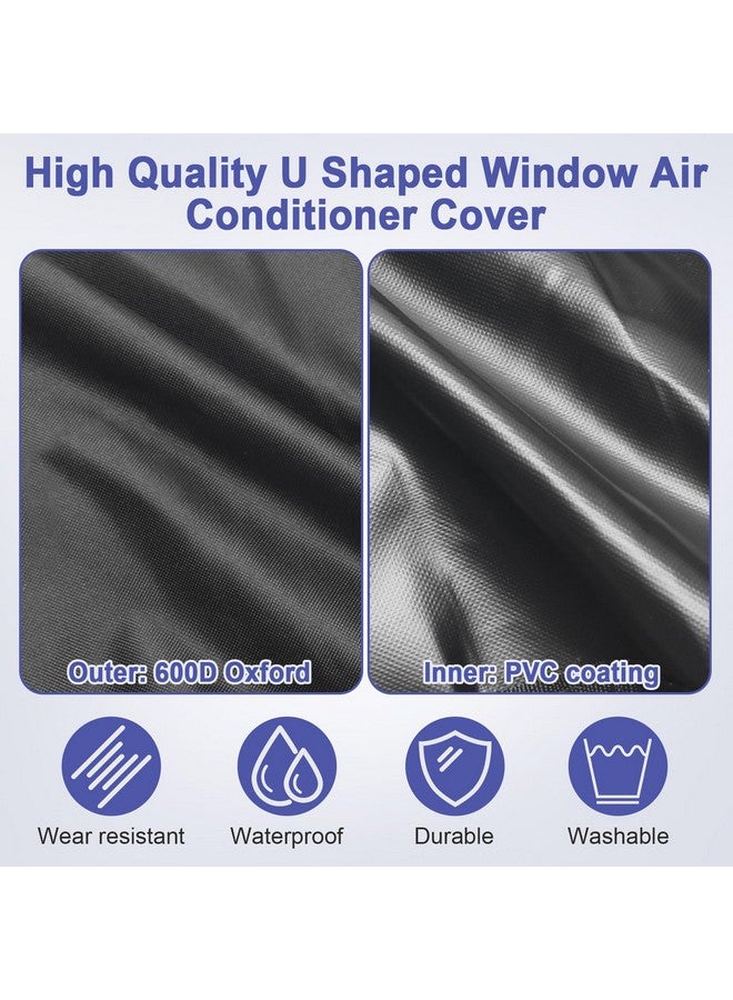 Luxiv 600D U Shaped Window Air Conditioner Cover for Midea U-Shaped AC, Luxiv Black Outdoor Window AC Waterproof Cover for U-Shaped Winter AC Unit with 2 Straps (Black, 20.6x12.4x13.5)  - Image 3