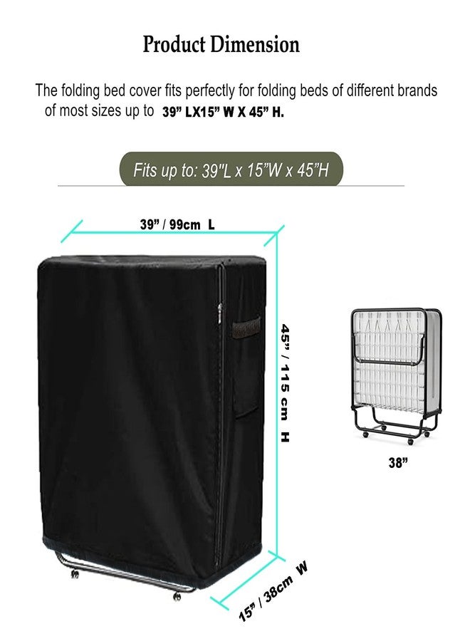 SEHXIM Folding Bed Storage Cover, Rollaway Bed Protector, Twin Size, Black, Adjustable Drawstring (39 Inch) - Image 2