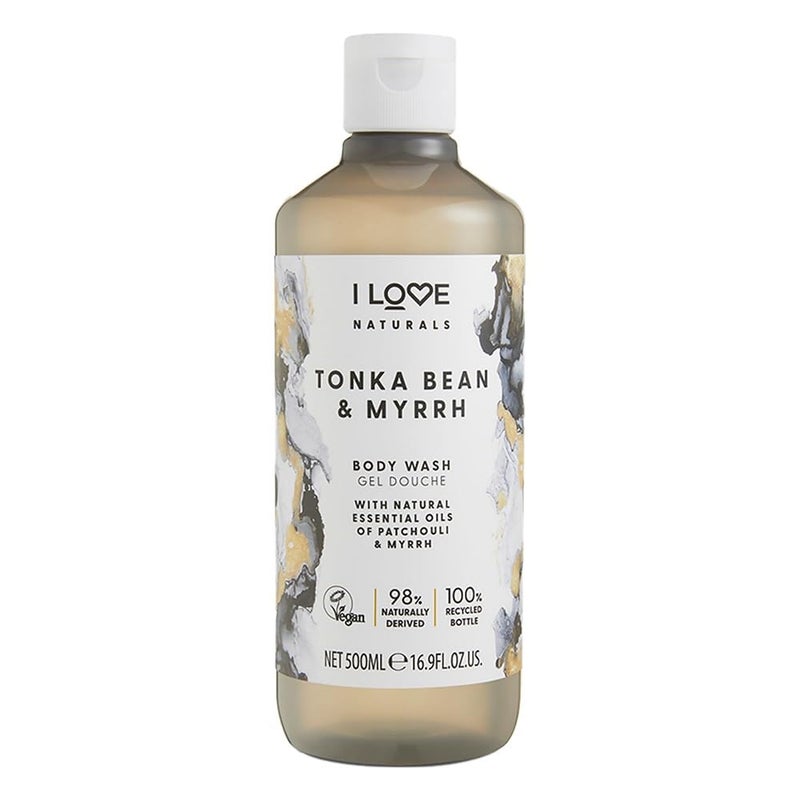 I Love Naturals Tonka Bean and Myrrh Body Wash - Moisturizing Body Wash - Infused with Essential Oils - Plant-Based Body Cleanser - 16.9 oz