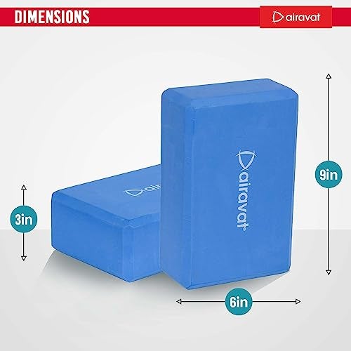 Airavat Yoga Block, High Density EVA Blue Foam Blocks for Yoga, Pilates, Yoga Brick Meditation, Aid Balance, Support and Deepen Poses - Non-Slip Lightweight Durable (Pack of 2 Pcs) (Blue Plain Foam) - Image 5
