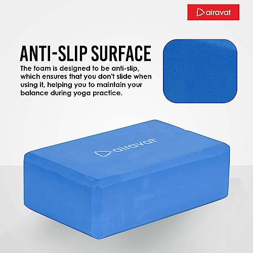 Airavat Yoga Block, High Density EVA Blue Foam Blocks for Yoga, Pilates, Yoga Brick Meditation, Aid Balance, Support and Deepen Poses - Non-Slip Lightweight Durable (Pack of 2 Pcs) (Blue Plain Foam) - Image 3