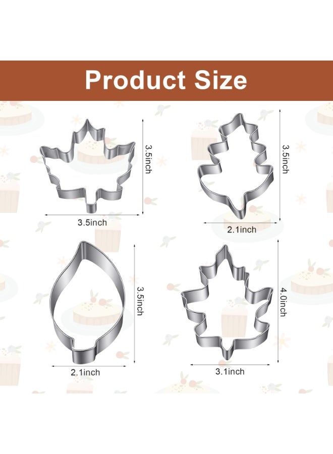 4Pcs Stainless Steel Leaf Cookie Cutter Set, Maple & Oak Shapes Biscuit, DIY Baking Tool for Holiday Birthday Party Decor - Image 2