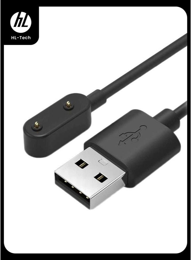 HL-Tech 1M USB Charging Cable for Huawei Band 8/9/7/6/6 pro/Watch Fit/Fit2/Fit3/Fit mini/Honor Band 9/Honor Band 8/Honor Band 7/Honor Band 6 pro/Honor Band 6/Honor Watch ES/Huawei S-TAG Running and Cycling Dynamic Sensor/Huawei Children's Watch 5X pro/Huawei Children's Watch 5X/Huawei Children's Watch 4X pro/Huawei Children's Watch 4X Universal magnetic charging cable,Smart Watch Accessories Dock Charger Adapter Cable Black - Image 1