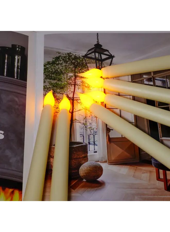 شموع بيج بتقنية LED بدون لهب، 6 قطع تعمل بالبطارية مع تأثير الشمع المتساقط الواقعي وتوهج وامض دافئ لديكور المنزل والحفلات والكريسماس - Image 2