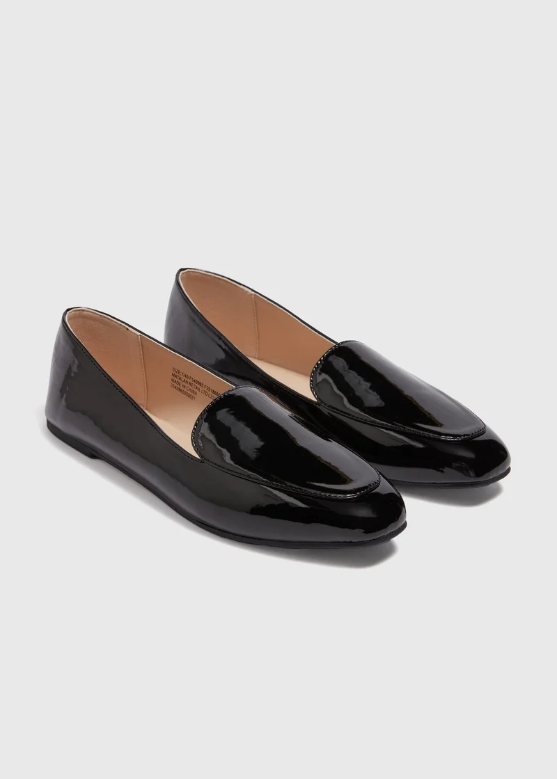 Matalan Black Basic Patent Loafers