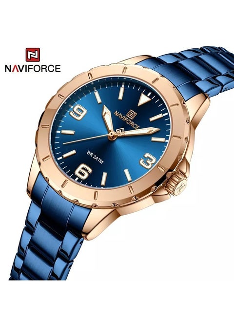Womens Blue Dial Metal Strap Quartz Analog Watch