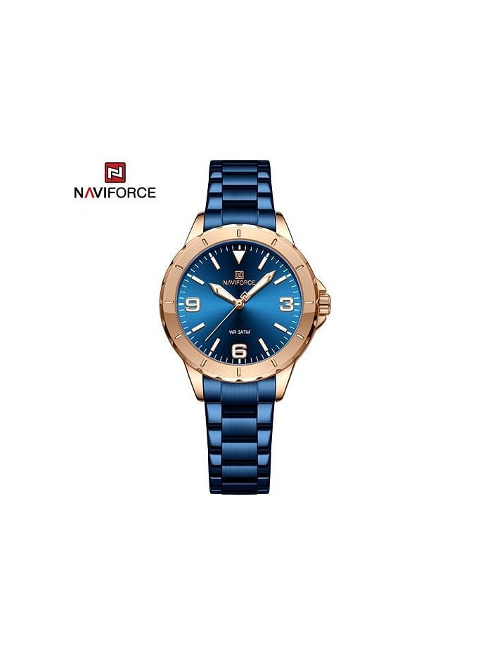 Womens Blue Dial Metal Strap Quartz Analog Watch