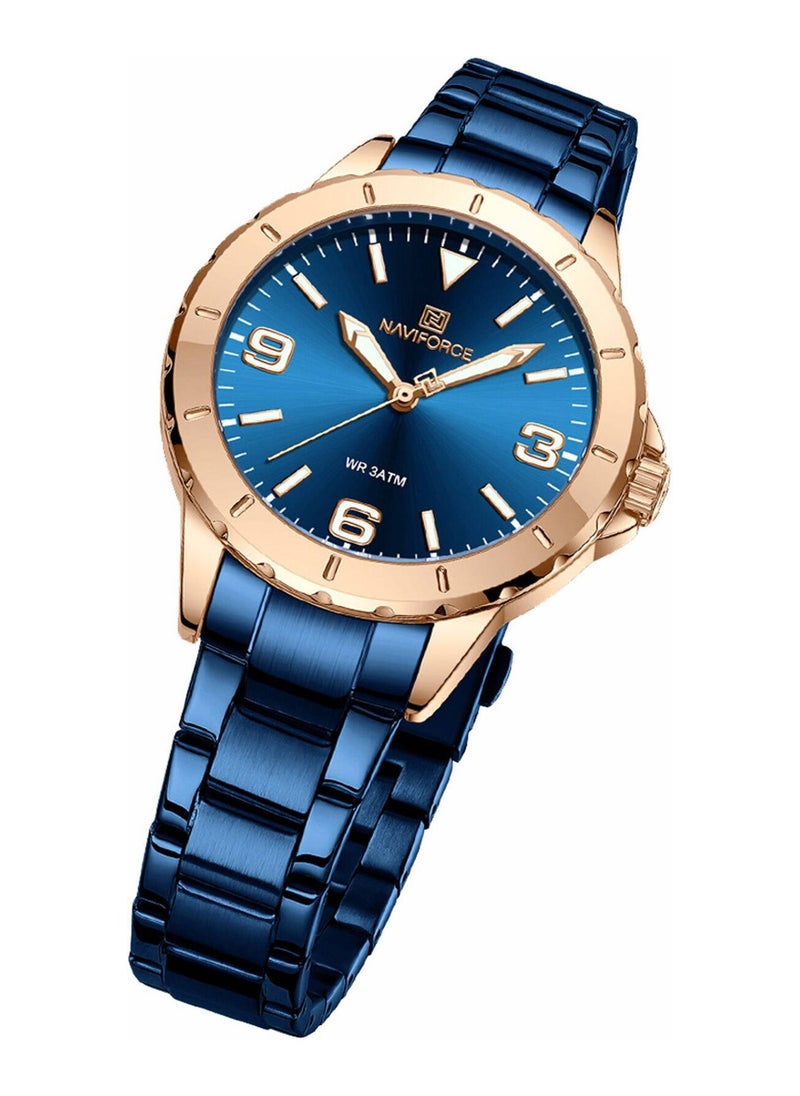Womens Blue Dial Metal Strap Quartz Analog Watch