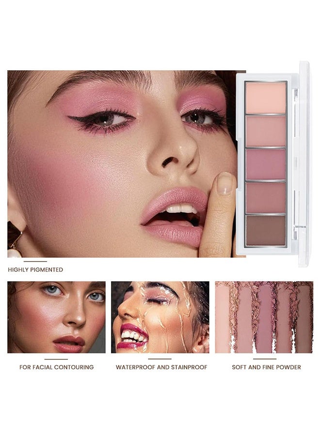 MYHO Microscopic Carvings Outline Five-Color Eyeshadow Palette, Neutral Nude Brown Eyeshadow Palette Makeup, 5 Colors Velvety Matte Finish, Romantic Peach Mauve Eye Shadows, Natural Everyday to Eye Makeup Looks, for Brown Eyes Long Lasting Naturing-Looking 04 - Image 5