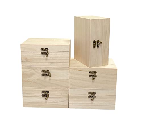 Cregugua 6 Pack Unfinished Wood Box Rectangle Crafts Wooden Box for Painting DIY Project (outer: 5 x 6.7 x 3.1 In) - Image 2