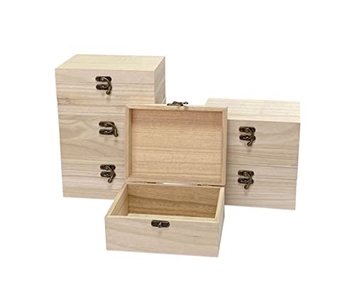 Cregugua 6 Pack Unfinished Wood Box Rectangle Crafts Wooden Box for Painting DIY Project (outer: 5 x 6.7 x 3.1 In) - Image 3