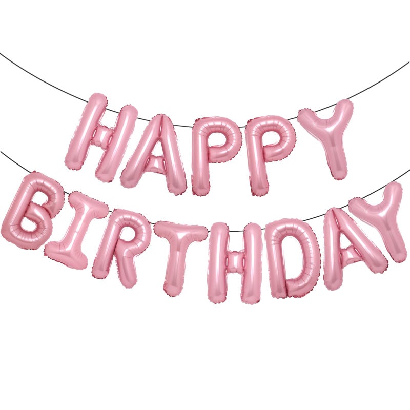 Accevo Pink Happy Birthday Banner 16 Inch Foil Letters Balloons Happy Birthday Balloon for Kids Child Adults Boys Girls Birthday Decorations Happy Birthday Sign - Image 3
