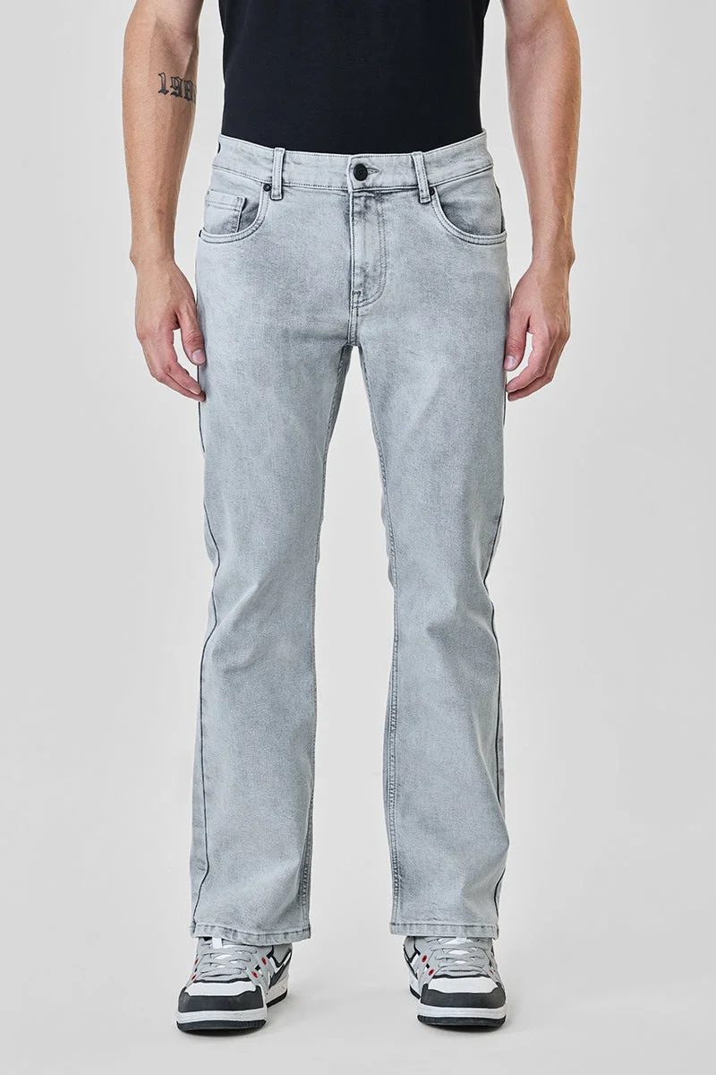 SNITCH Grey Bootcut Washed Jeans for Men | Best Price UAE