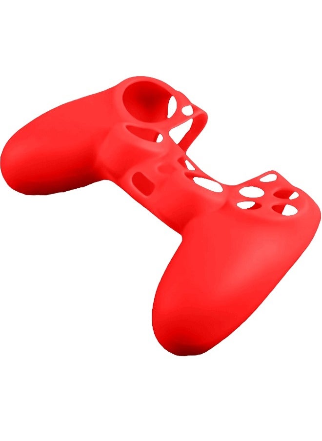 غطاء سيليكون لجهاز تحكم DualShock PS4 ومقابض تناظرية - أحمر