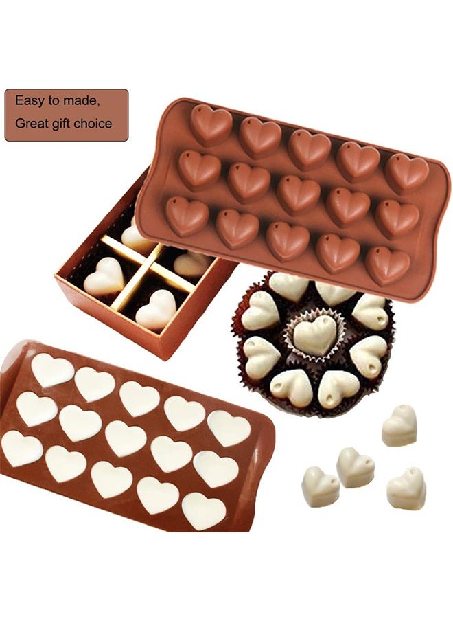 Arabest - 6PCS Chocolate Candy Molds Silicone Non-Stick, Heart Shape Baking Mold, Rose Flower Candy Molds, Star Shape Chocolate Molds for Fat Bombs, Caramels, Jello, Gummy, Truffles, Ice Cubes - Image 1