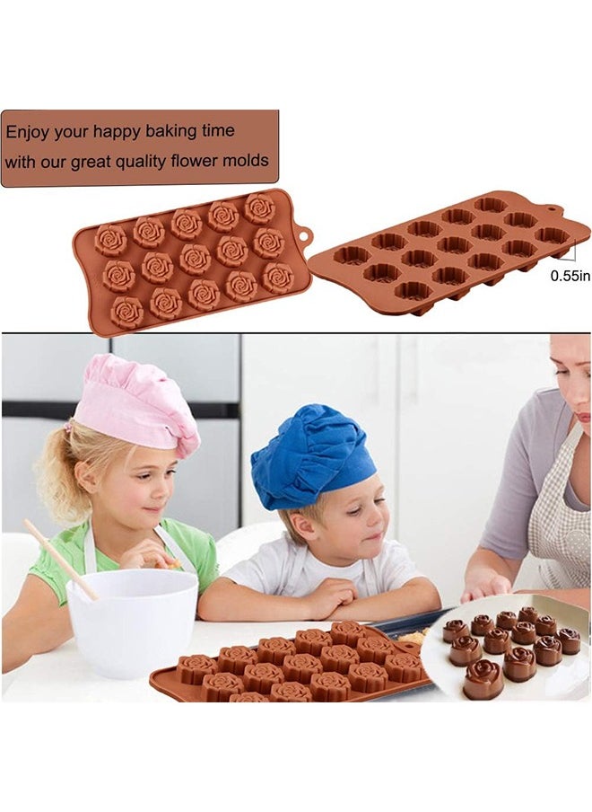 Arabest - 6PCS Chocolate Candy Molds Silicone Non-Stick, Heart Shape Baking Mold, Rose Flower Candy Molds, Star Shape Chocolate Molds for Fat Bombs, Caramels, Jello, Gummy, Truffles, Ice Cubes - Image 1