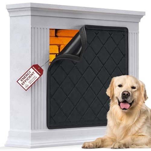 NABOWAN Magnetic Fireplace Cover Easy Install - Indoor Fireplace Blanket to Block Cold Air Reduce Energy Costs, Fireplace Draft Stopper with Full Frame Hook & Loop and Built-in Magnets (32 x 39 Inch) - Image 1
