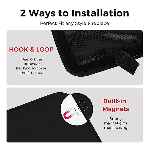 NABOWAN Magnetic Fireplace Cover Easy Install - Indoor Fireplace Blanket to Block Cold Air Reduce Energy Costs, Fireplace Draft Stopper with Full Frame Hook & Loop and Built-in Magnets (32 x 39 Inch) - Image 5