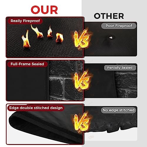 NABOWAN Magnetic Fireplace Cover Easy Install - Indoor Fireplace Blanket to Block Cold Air Reduce Energy Costs, Fireplace Draft Stopper with Full Frame Hook & Loop and Built-in Magnets (32 x 39 Inch) - Image 3