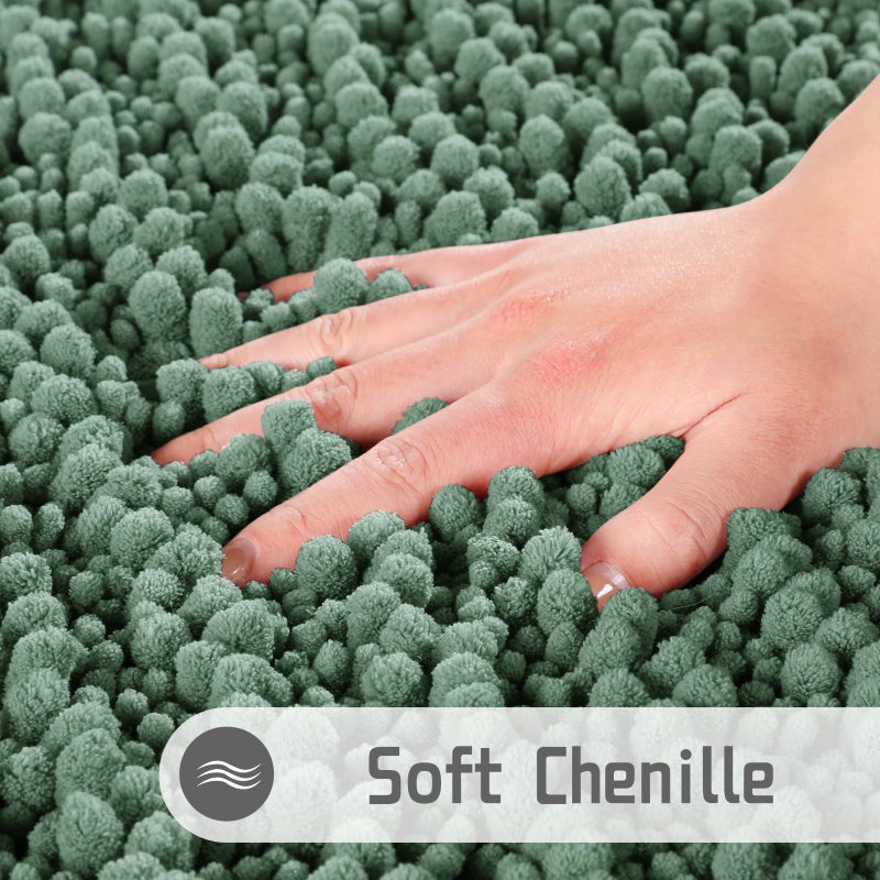 Yimobra Original Luxury Chenille Bath Mat  36.2 x 24 Inches  Soft Shaggy and Comfortable  Large Size  Super Absorbent and Thick  Non-Slip  Machine Washable  Perfect for Bathroom  Green - Image 1