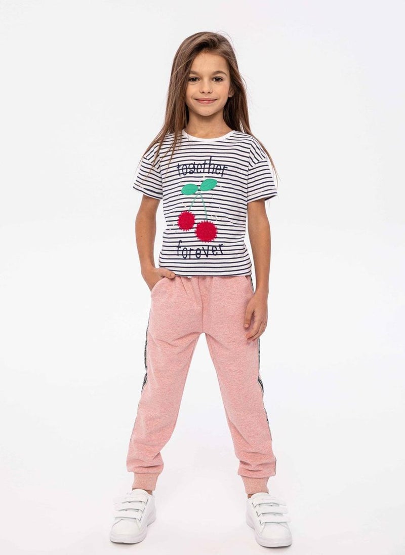 MINOTI Girls Striped Short Sleeve T-Shirt - Image 1