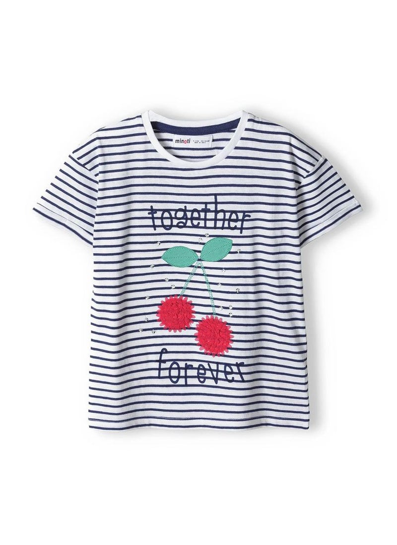 MINOTI Girls Striped Short Sleeve T-Shirt - Image 2