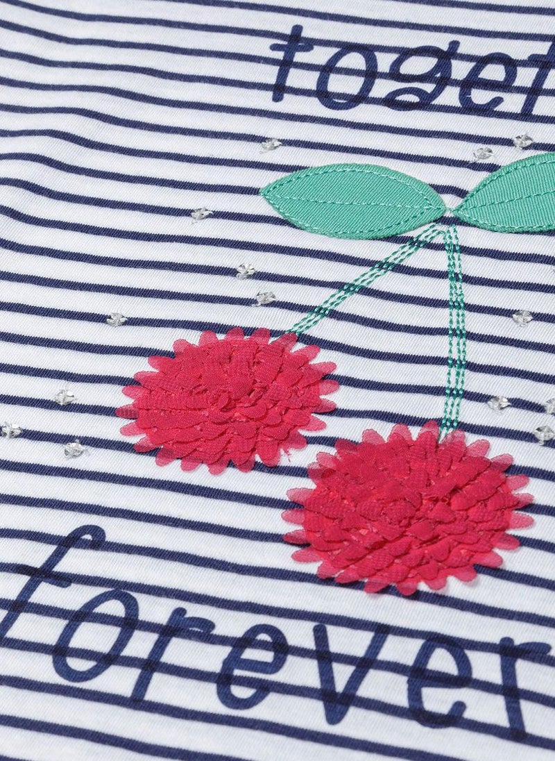 MINOTI Girls Striped Short Sleeve T-Shirt - Image 4