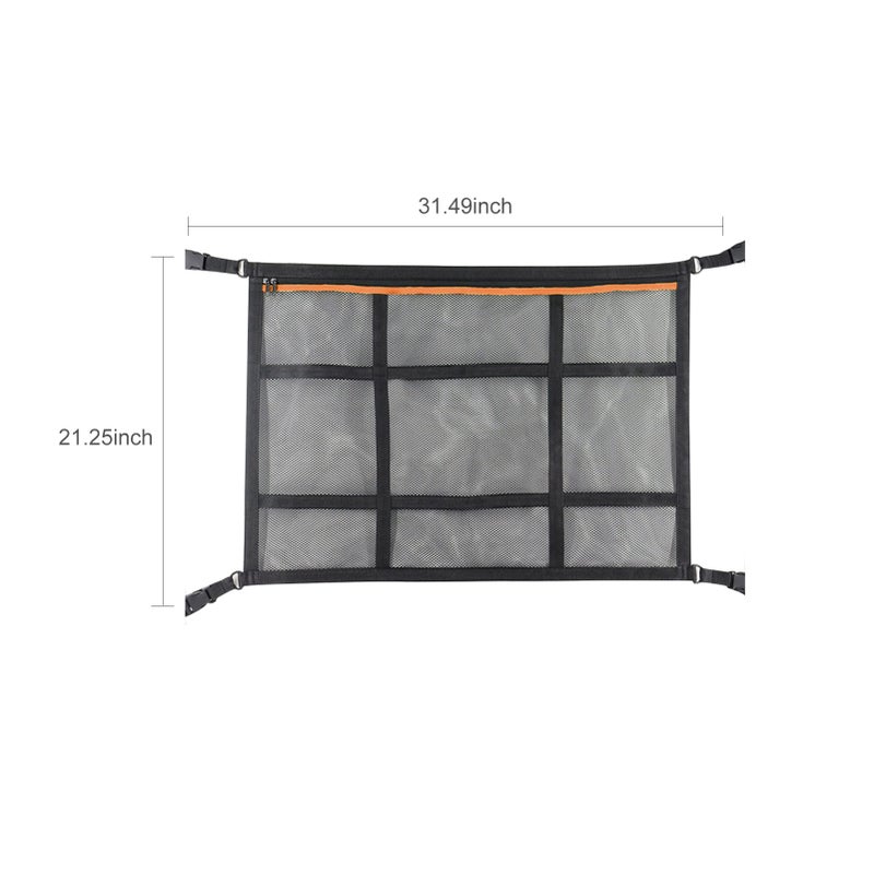 21 x 31 Inch Car Ceiling Storage Net with Double Zip Ceiling Cargo Net Pocket Car Roof Long Trip Storage Bag Mesh Organizer for SUV Truck Bed Quilt Childrens Toy Towel - Image 2