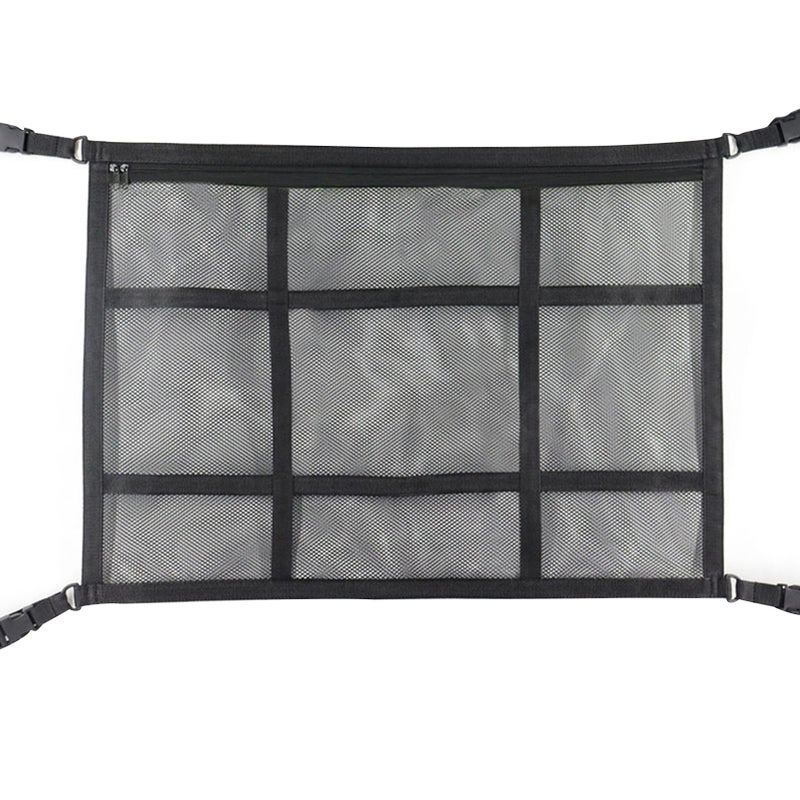 21 x 31 Inch Car Ceiling Storage Net with Double Zip Ceiling Cargo Net Pocket Car Roof Long Trip Storage Bag Mesh Organizer for SUV Truck Bed Quilt Childrens Toy Towel - Image 1