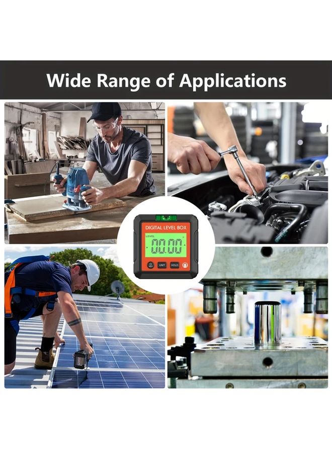 Black Digital Protractor Inclinometer Level Bevel Gauge High Precision 4 in 1 Angle Tool - Image 4