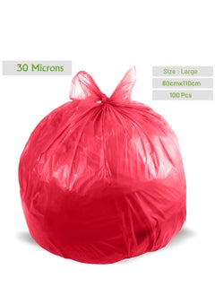 Hi Care (Pack of 100 Bags)  Garbage Bag Red 80x110cm 30 Micron Heavy Duty Oxo Biodegradable Plastic Bag Large Trash Bags Dustbin Bags Waste Bag Office Bag Strong And Durable Bin Bag Garbage Bag Large  - Image 2