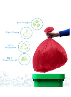 Hi Care (Pack of 100 Bags)  Garbage Bag Red 80x110cm 30 Micron Heavy Duty Oxo Biodegradable Plastic Bag Large Trash Bags Dustbin Bags Waste Bag Office Bag Strong And Durable Bin Bag Garbage Bag Large  - Image 3