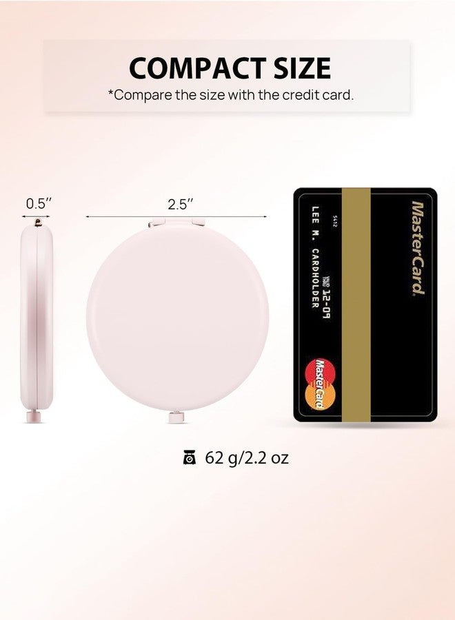 Getinbulk Compact Mirror for Purse, Double-Sided 1X/2X Magnifying Metal Pocket Makeup Mirrors(Round,Pink Marshmallow) - Image 2