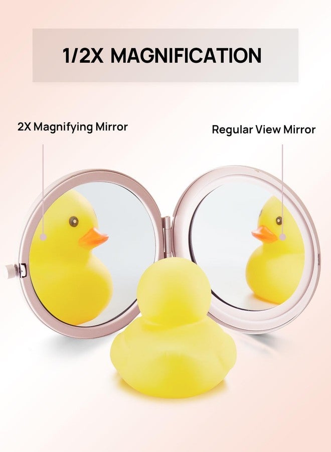 Getinbulk Compact Mirror for Purse, Double-Sided 1X/2X Magnifying Metal Pocket Makeup Mirrors(Round,Pink Marshmallow) - Image 3