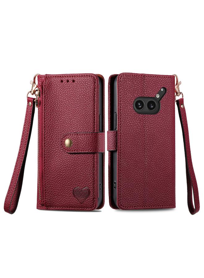 S-TOP Case For Nothing Phone 2a Plus Love Zipper Lanyard Leather Phone Case - Image 2