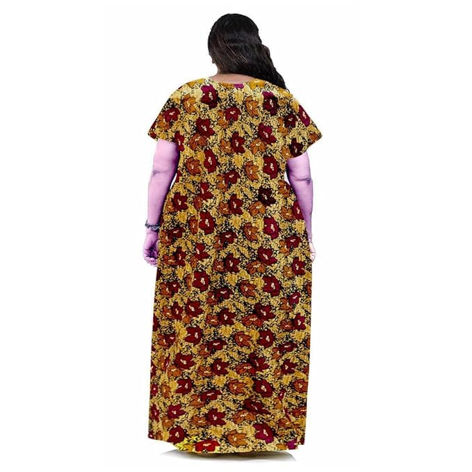 KBNBJ Nighty for Women Cotton Printed Maxi Gown Ankle Length Nighty Night Dress Gown for Women Maxi - Free Size (Free Size, Brown&Blue) - Image 3