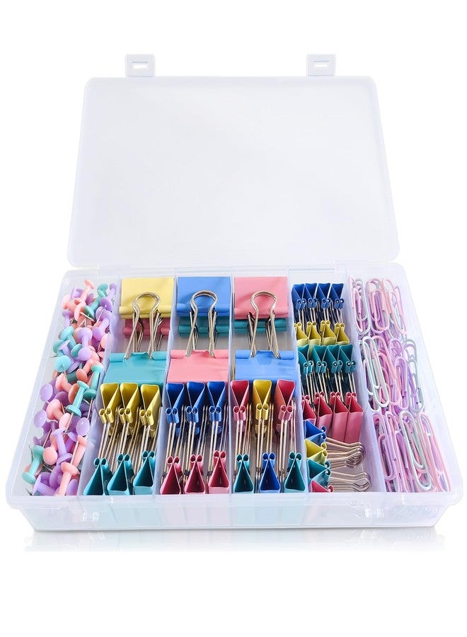 lyBlissor Paper Clips and Binder Clips Assorted Sizes, 240 PCS Colored Office Clips Set Large Medium Small Paper Clamps Paperclips Push Pin Thumb Tacks, College Supplies Home Office Supplies Document Organizing - Image 5