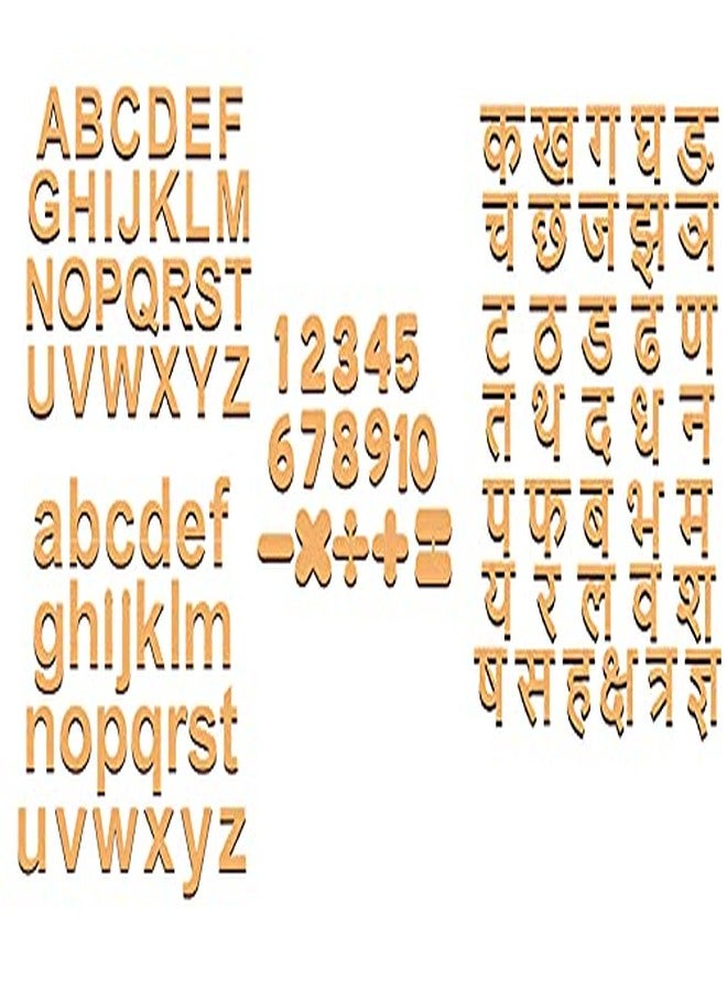 300Sparkles Combo of Capital and Small Alphabet and Numbers with Hindi Varnmala Letters, Wood Cutout for Arts Crafts Decor Scrapbook Decoration (Total 103 pcs.) (Combo-ABC-ABC-Hindi-No.) - Image 1