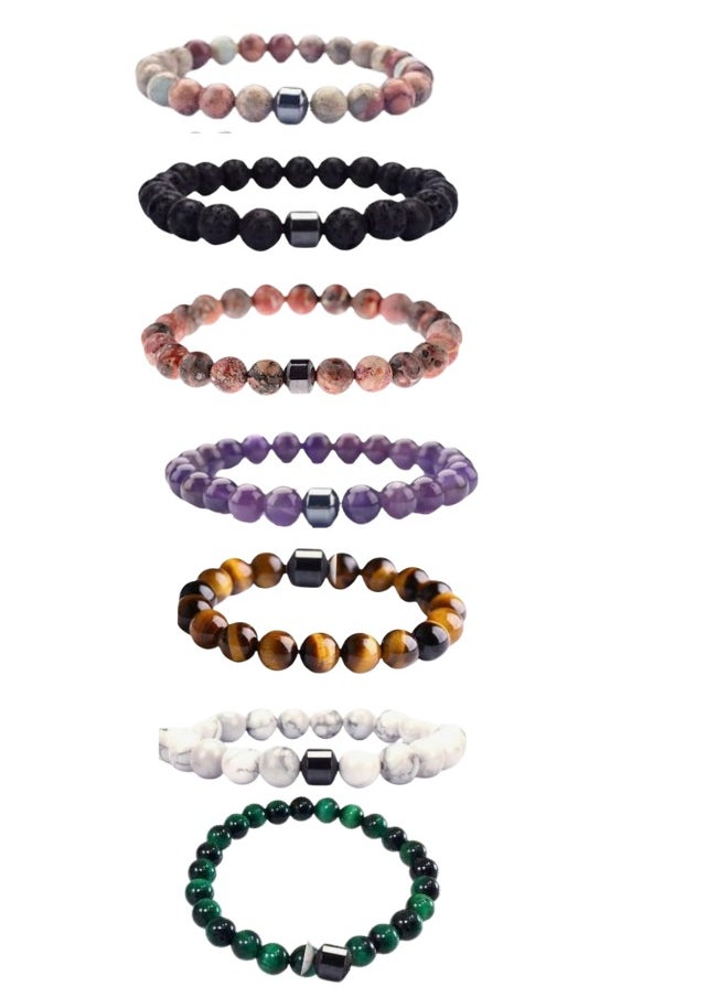 7PCS Stone Bracelets 8MM Natural Stones Beads Bracelets for Men Women Girls Jewelry One Size - multi - pzsku/Z7E5D2B6E18804189CB02Z/45/1741251881/8259fc7f-355e-4478-97e9-752a5840c617