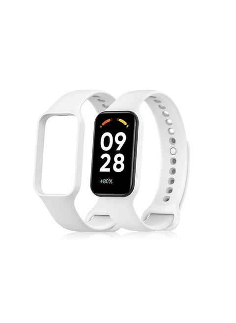 سوار بديل من السيليكون متوافق مع Xiaomi Smart Band 8 Active (أبيض)