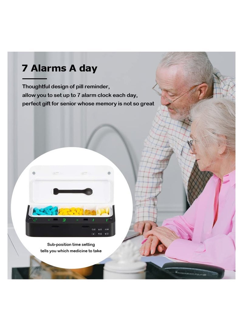 general SYOSI Pill Dispenser with Alarm, Daily Medicine Pill Organizer with up to 7 Alarms A Day, Smart Pill Box 6 Compartments, Gift Pill Reminder for Elderly (Blue) - Image 3