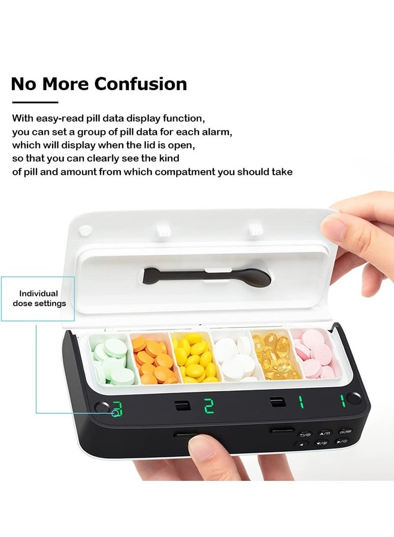 general SYOSI Pill Dispenser with Alarm, Daily Medicine Pill Organizer with up to 7 Alarms A Day, Smart Pill Box 6 Compartments, Gift Pill Reminder for Elderly (Blue) - Image 5