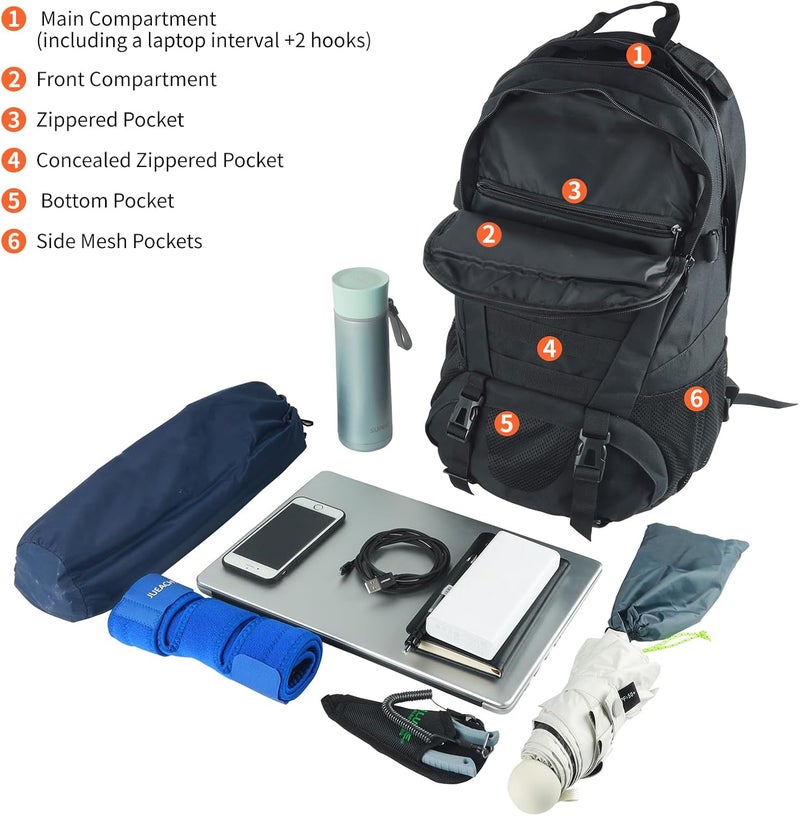 Jueachy Tactical Backpack for Men Hunting Backpack EDC Rucksack Military Hiking Camping Daypack with USA Flag Patch - Image 5
