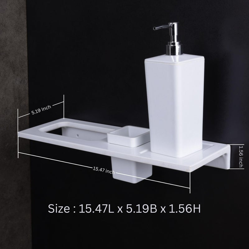 ASIATIQUE ASIATIQUE Premium Ceramic Sink Rack | 3 in 1 - Towel Ring, Brush Holder and Dispenser Stand | No Sharp Edges, Anti-Bacterial, Hard Water Marks Resistant, Rust & Fade Proof | 2 Years Warranty  - Image 5