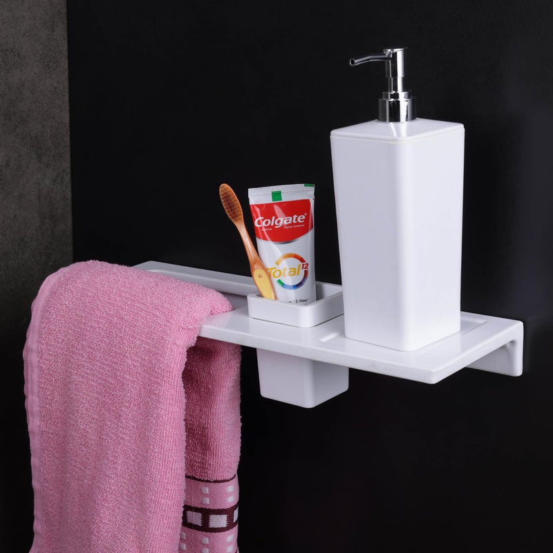 ASIATIQUE ASIATIQUE Premium Ceramic Sink Rack | 3 in 1 - Towel Ring, Brush Holder and Dispenser Stand | No Sharp Edges, Anti-Bacterial, Hard Water Marks Resistant, Rust & Fade Proof | 2 Years Warranty  - Image 1